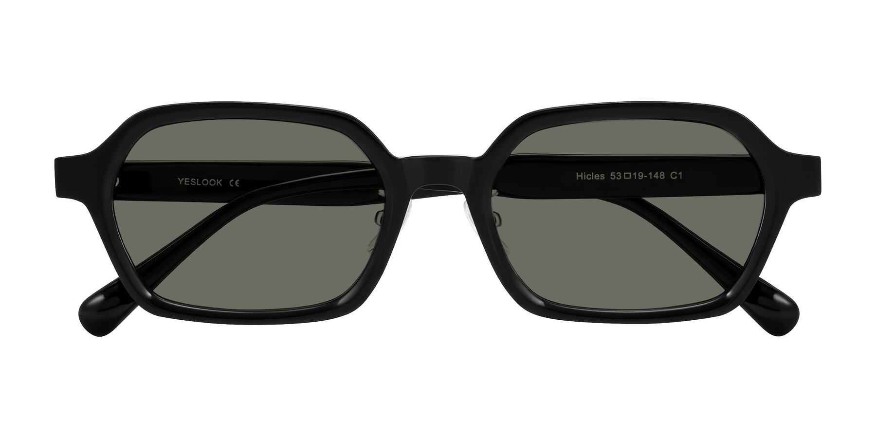 Folded Front of Hicles in Black with Gray Polarized Lenses