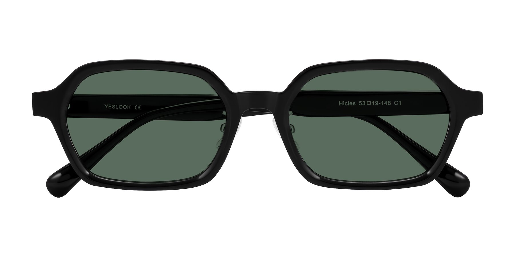 Folded Front of Hicles in Black with Green Polarized Lenses