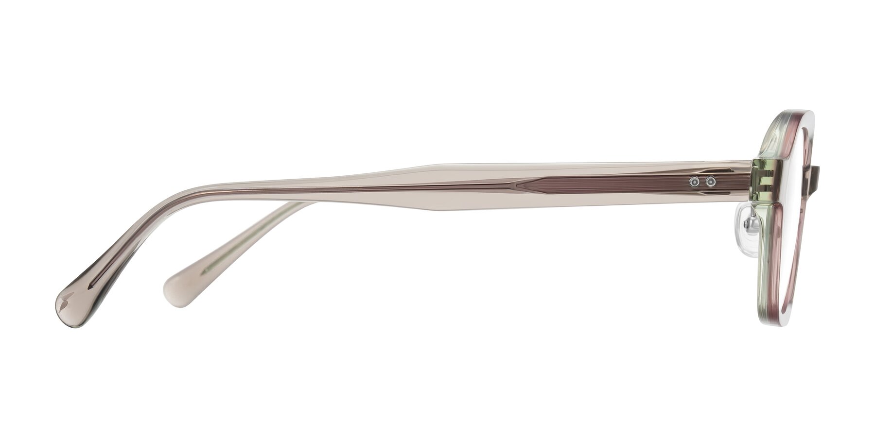 Side of Hicles in Translucent Light Brown with Clear Eyeglass Lenses