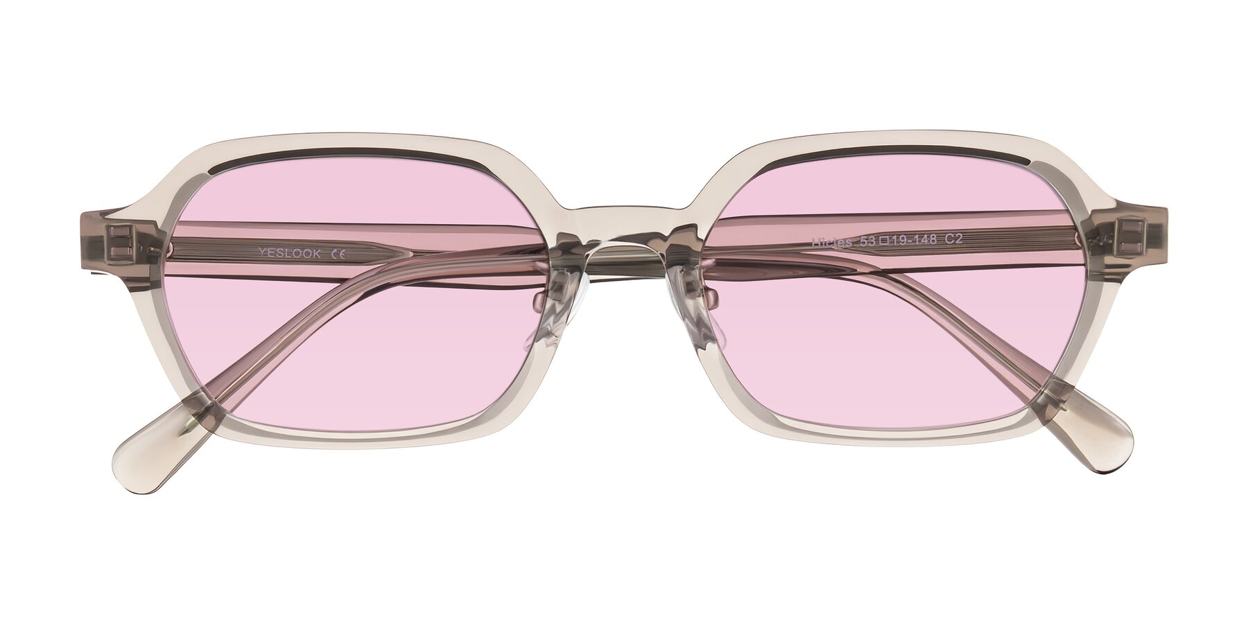Folded Front of Hicles in Translucent Light Brown with Light Pink Tinted Lenses