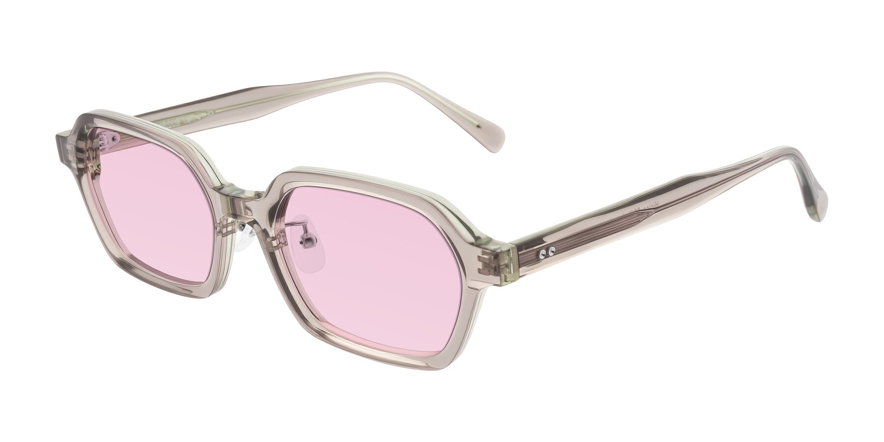 Angle of Hicles in Translucent Light Brown with Light Pink Tinted Lenses
