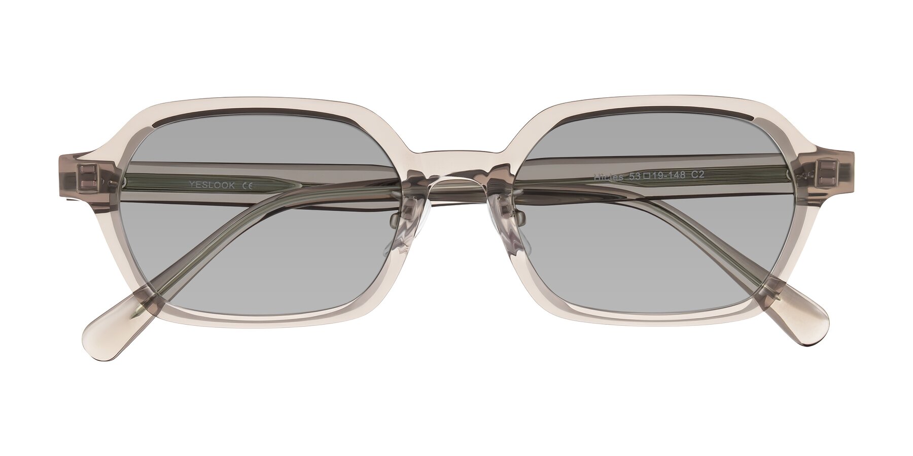 Folded Front of Hicles in Translucent Light Brown with Light Gray Tinted Lenses