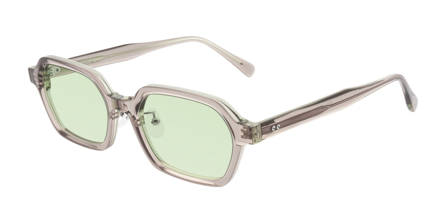 Angle of Hicles in Translucent Light Brown with Light Green Tinted Lenses