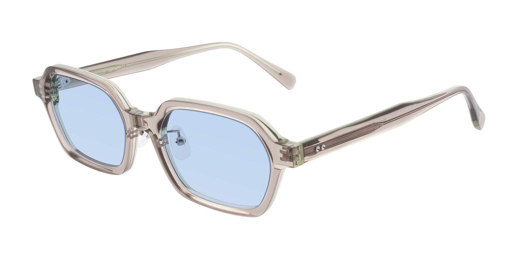 Angle of Hicles in Translucent Light Brown with Light Blue Tinted Lenses