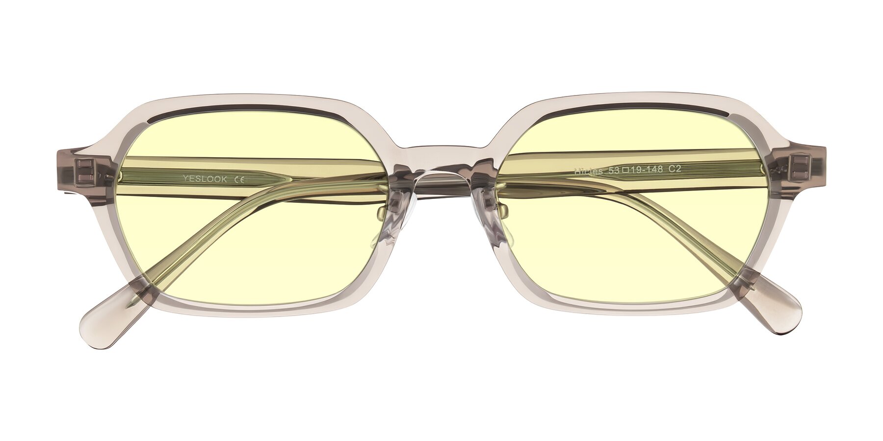 Folded Front of Hicles in Translucent Light Brown with Light Yellow Tinted Lenses