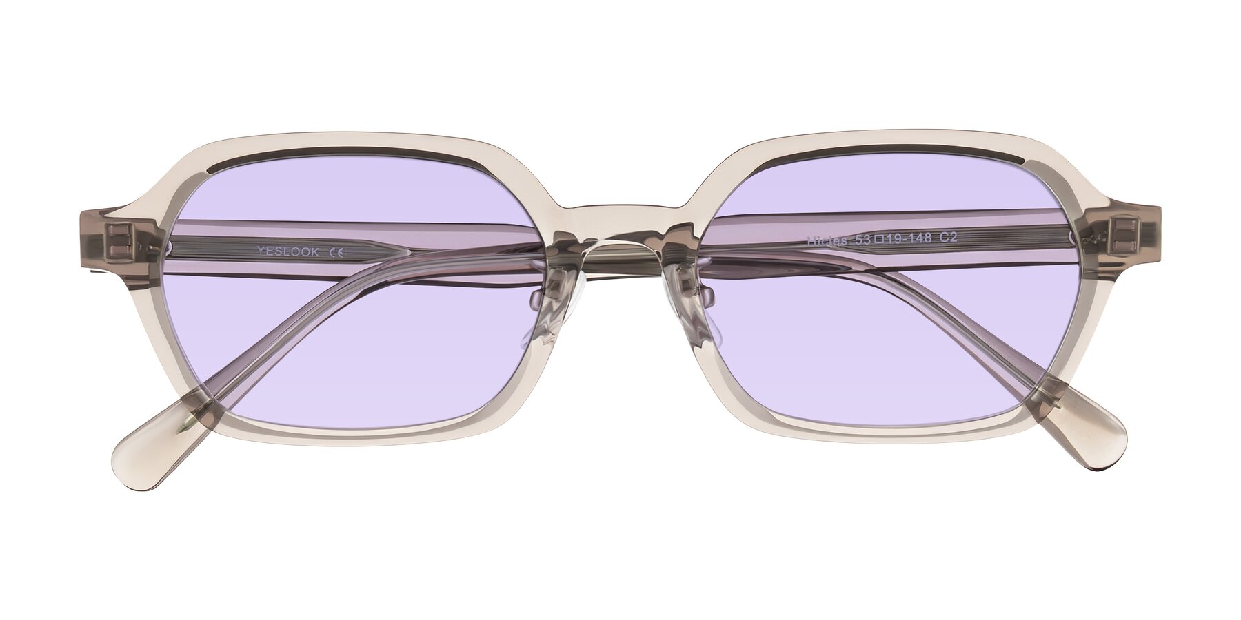 Folded Front of Hicles in Translucent Light Brown with Light Purple Tinted Lenses