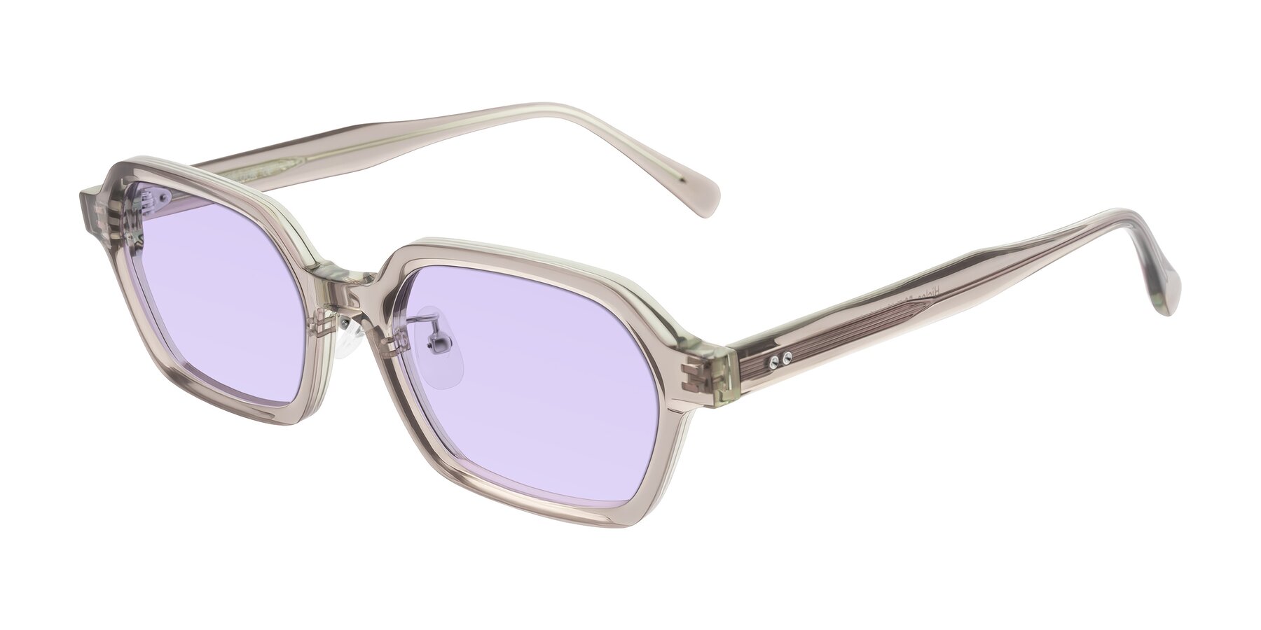 Angle of Hicles in Translucent Light Brown with Light Purple Tinted Lenses
