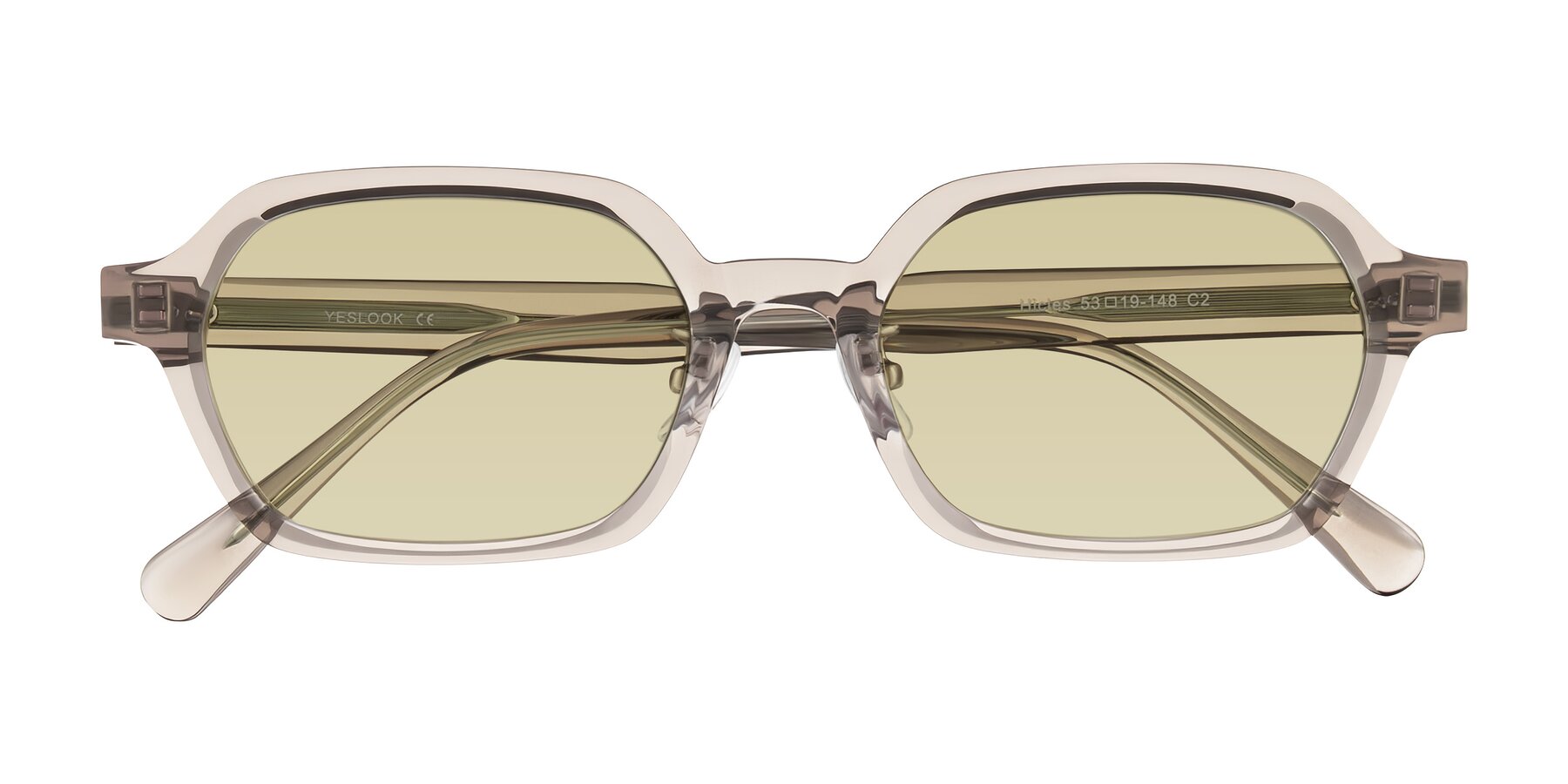 Folded Front of Hicles in Translucent Light Brown with Light Champagne Tinted Lenses
