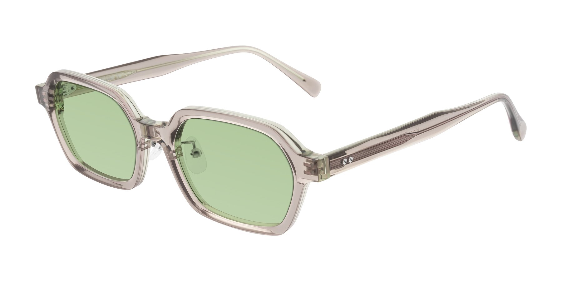 Angle of Hicles in Translucent Light Brown with Medium Green Tinted Lenses