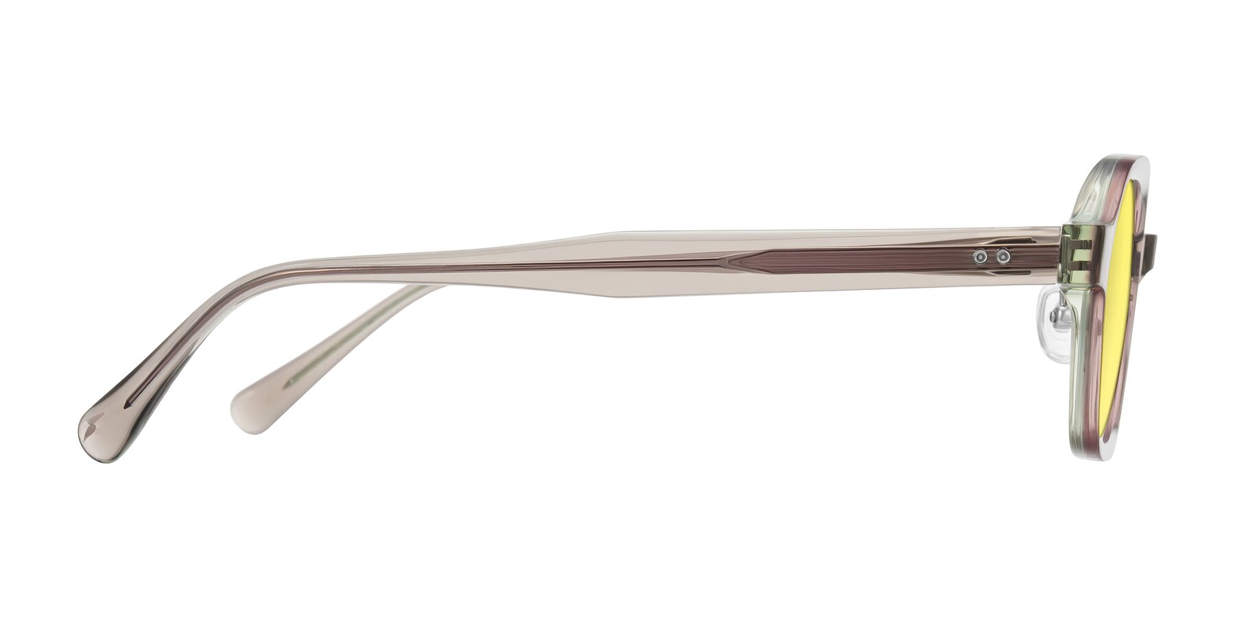 Side of Hicles in Translucent Light Brown with Medium Yellow Tinted Lenses