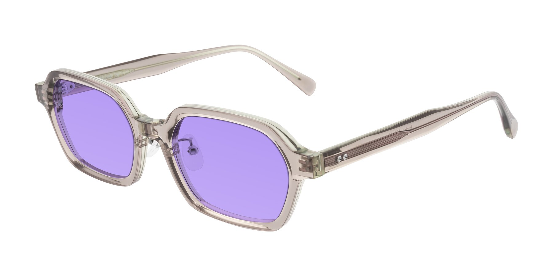 Angle of Hicles in Translucent Light Brown with Medium Purple Tinted Lenses