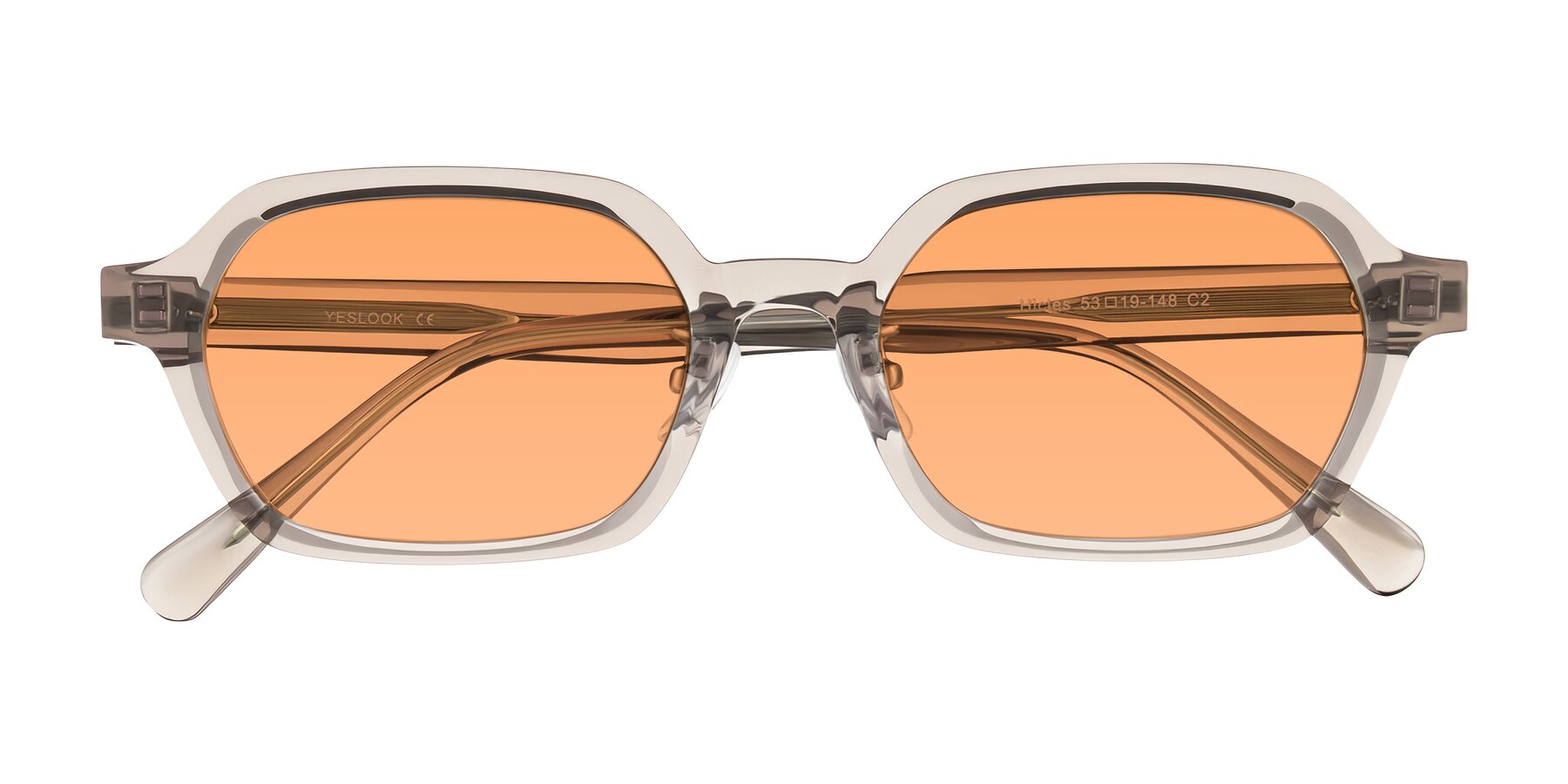 Folded Front of Hicles in Translucent Light Brown with Medium Orange Tinted Lenses