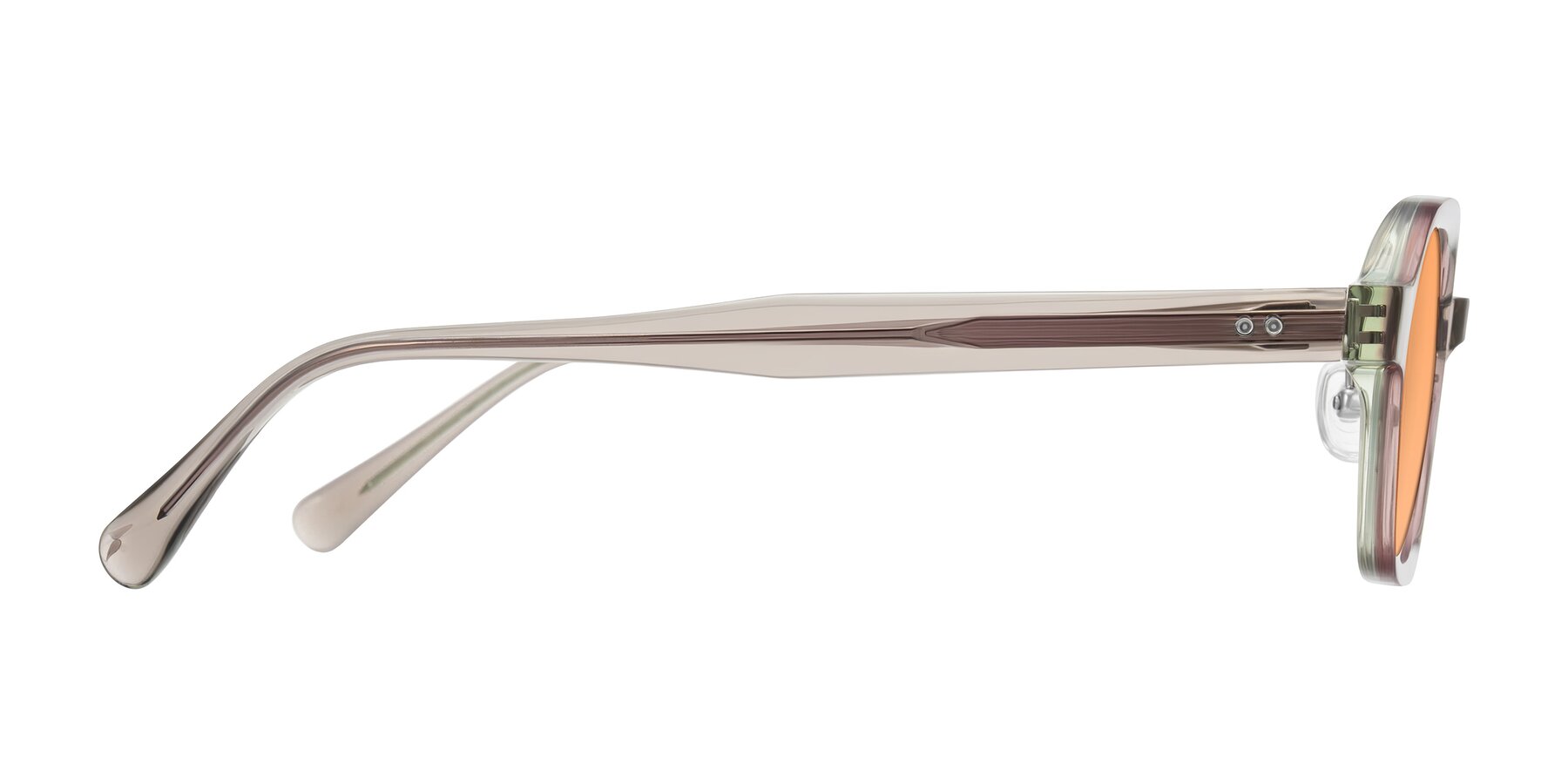 Side of Hicles in Translucent Light Brown with Medium Orange Tinted Lenses