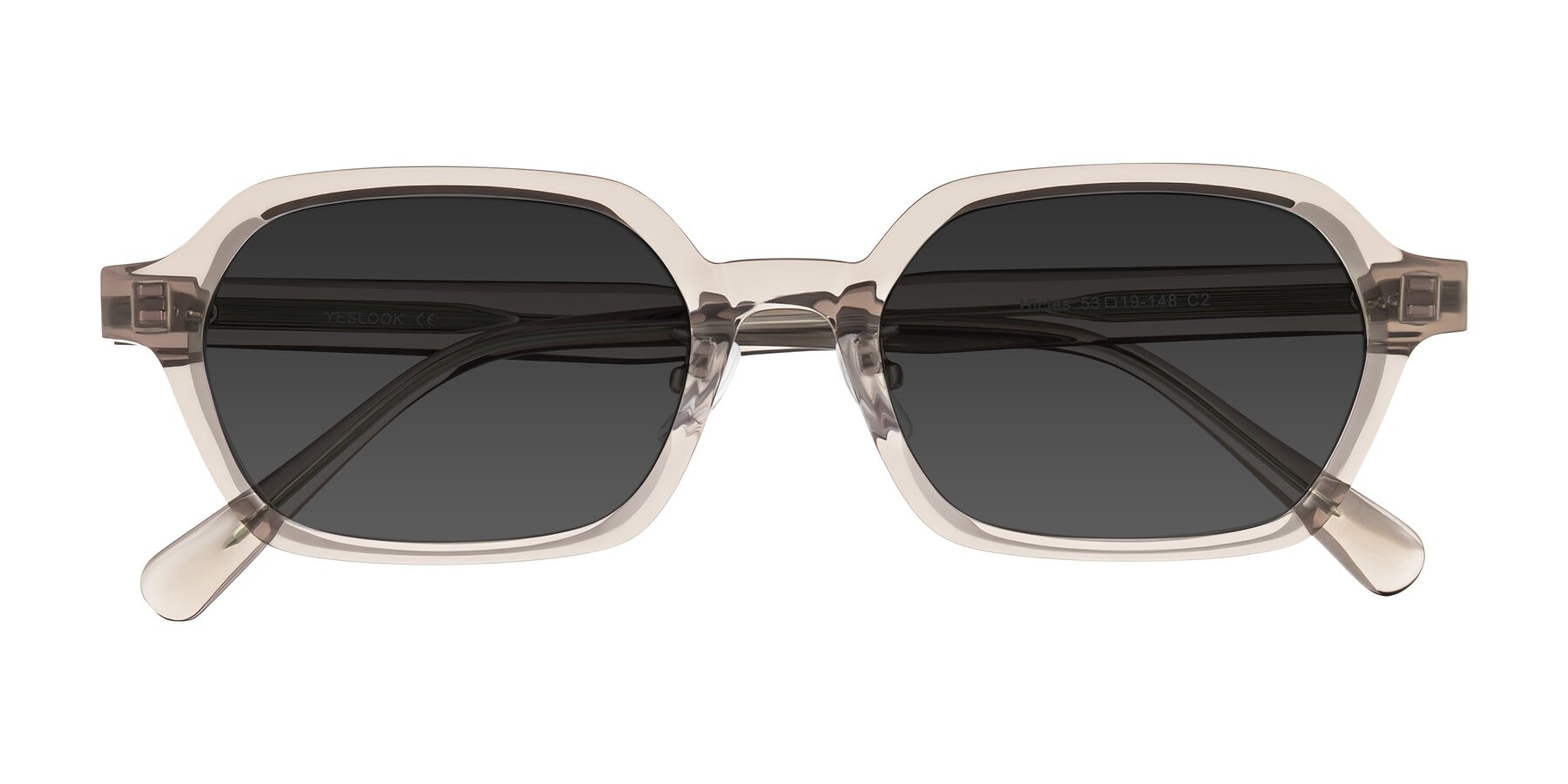 Folded Front of Hicles in Translucent Light Brown with Gray Tinted Lenses
