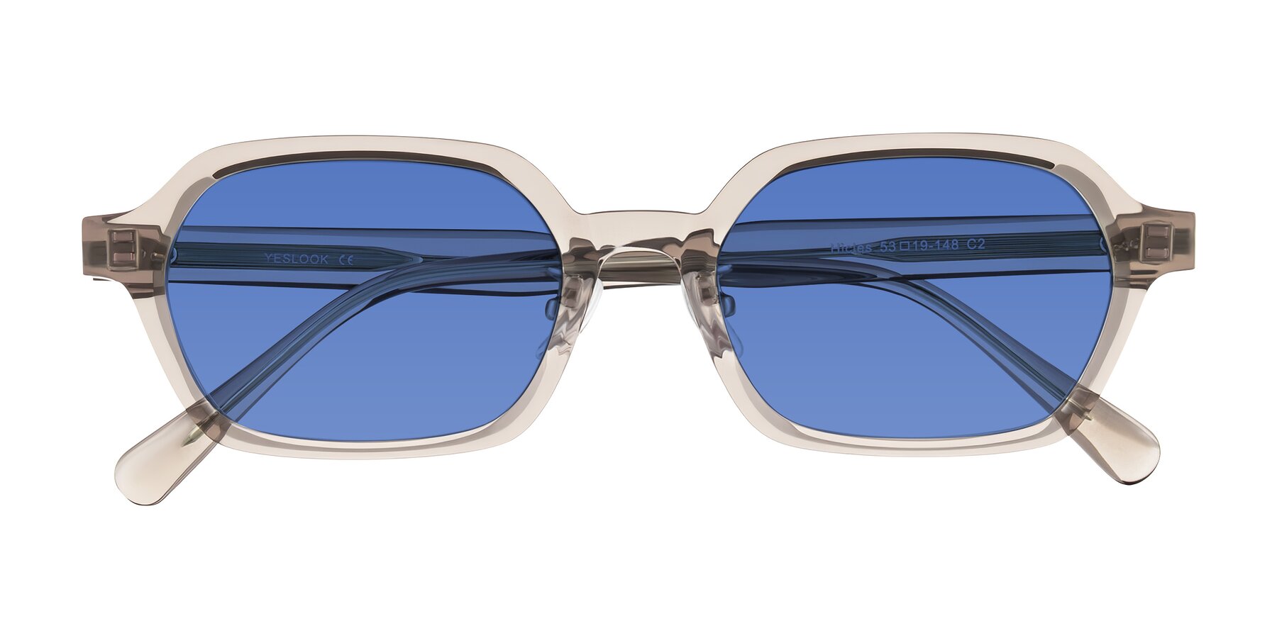 Folded Front of Hicles in Translucent Light Brown with Blue Tinted Lenses