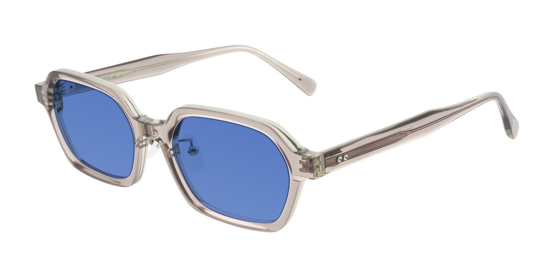 Angle of Hicles in Translucent Light Brown with Blue Tinted Lenses