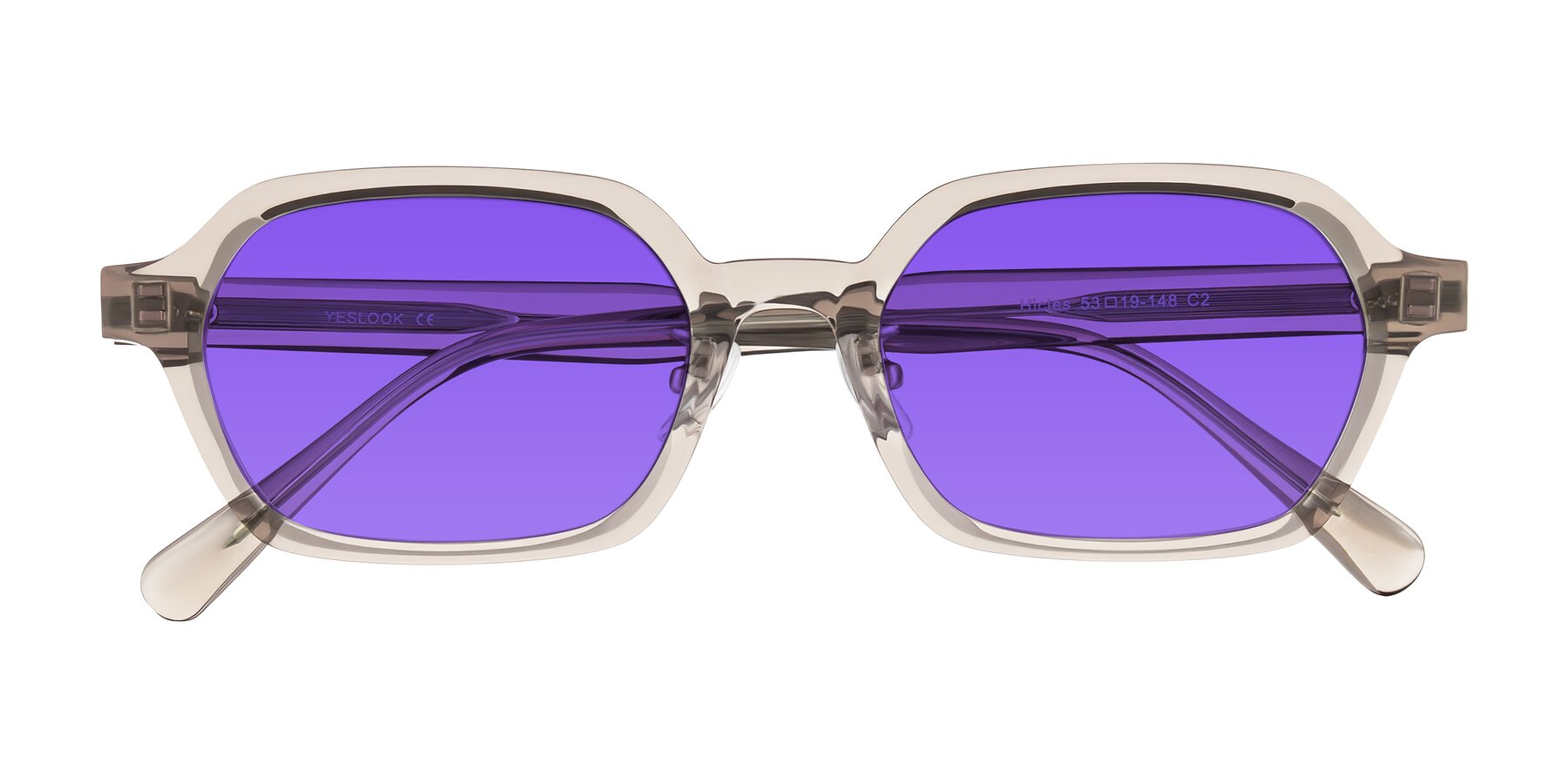 Folded Front of Hicles in Translucent Light Brown with Purple Tinted Lenses