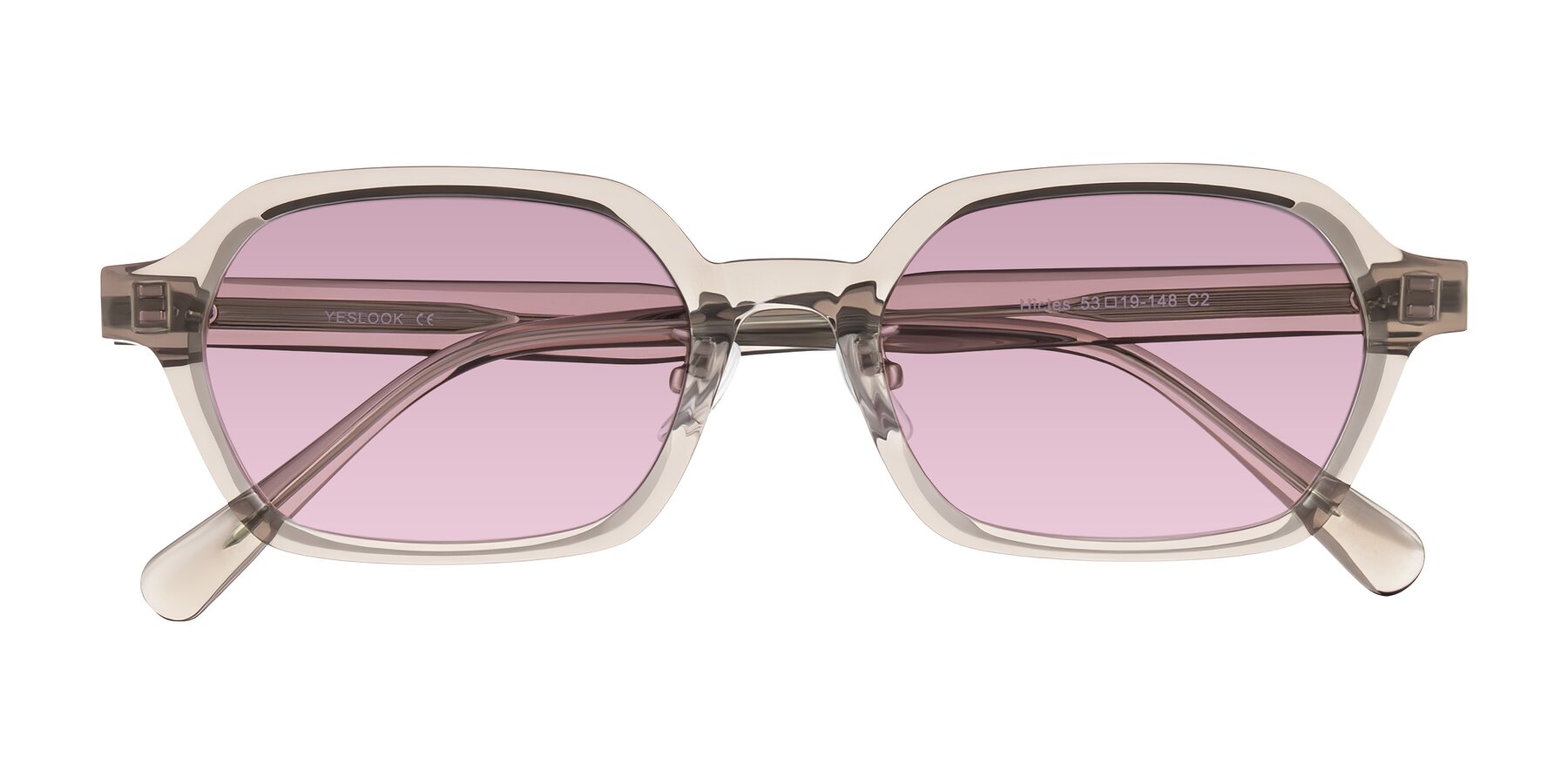 Folded Front of Hicles in Translucent Light Brown with Light Wine Tinted Lenses