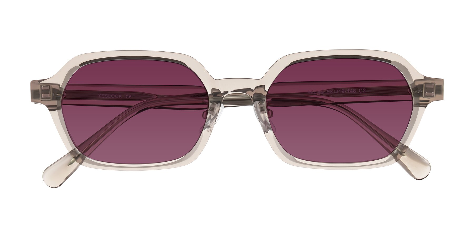 Folded Front of Hicles in Translucent Light Brown with Wine Tinted Lenses