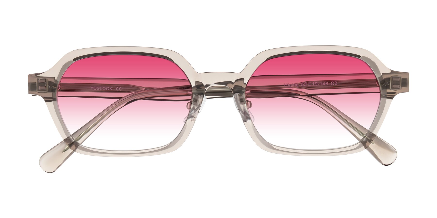 Folded Front of Hicles in Translucent Light Brown with Pink Gradient Lenses