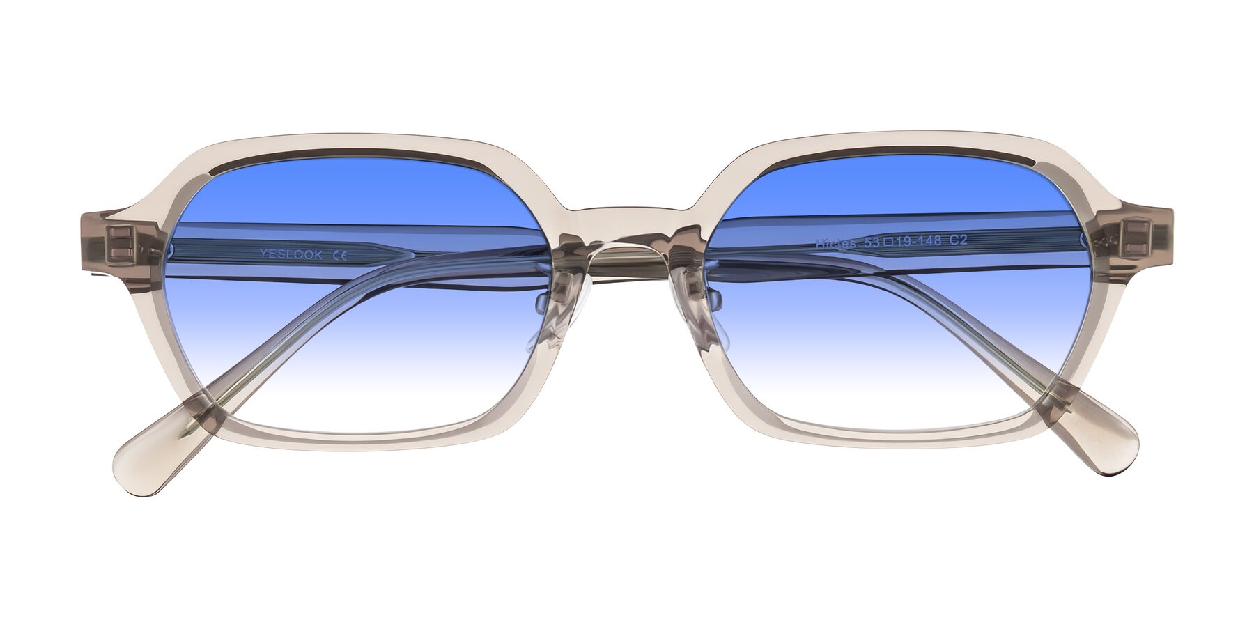 Folded Front of Hicles in Translucent Light Brown with Blue Gradient Lenses