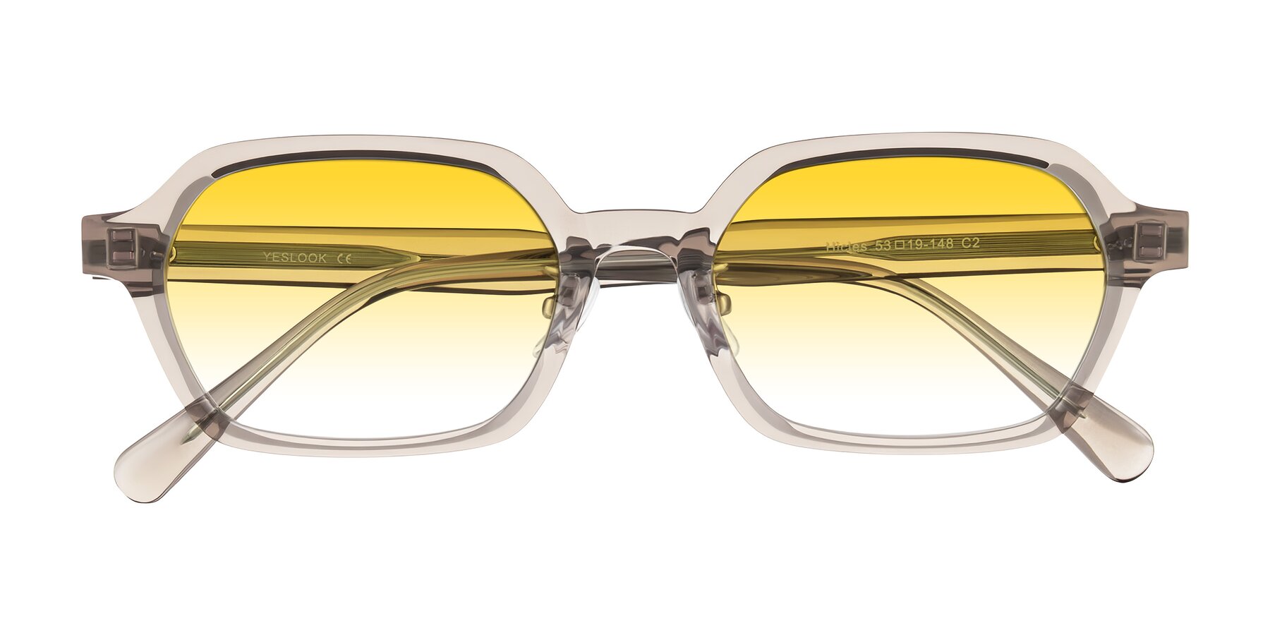 Folded Front of Hicles in Translucent Light Brown with Yellow Gradient Lenses