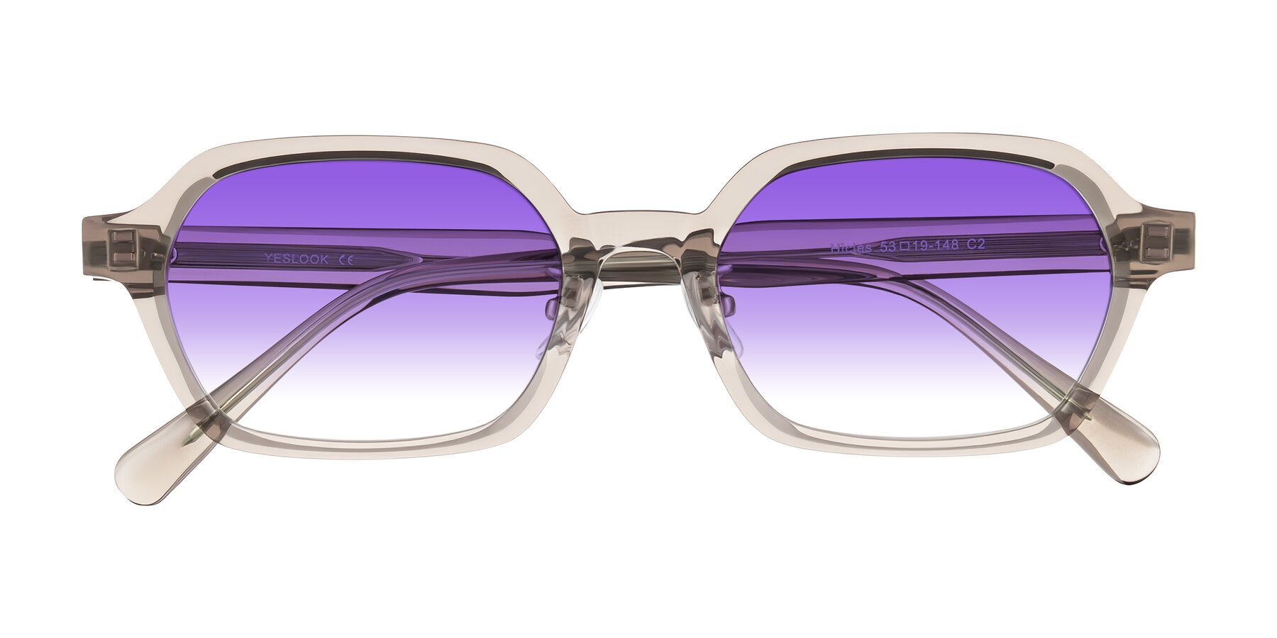 Folded Front of Hicles in Translucent Light Brown with Purple Gradient Lenses