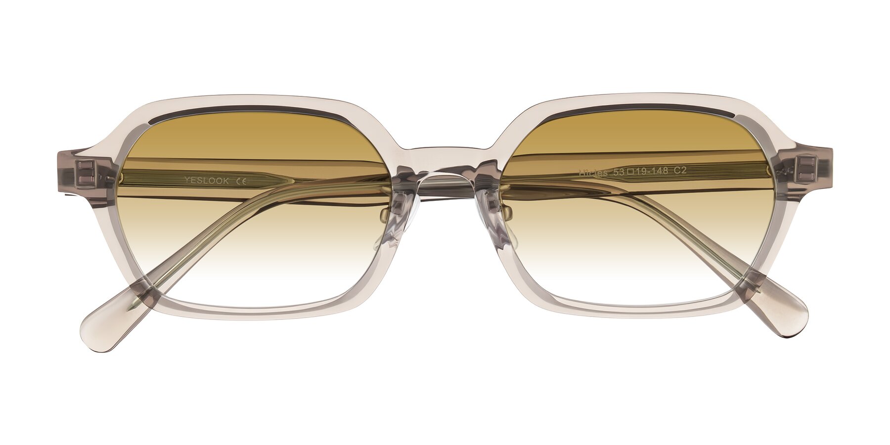 Folded Front of Hicles in Translucent Light Brown with Champagne Gradient Lenses