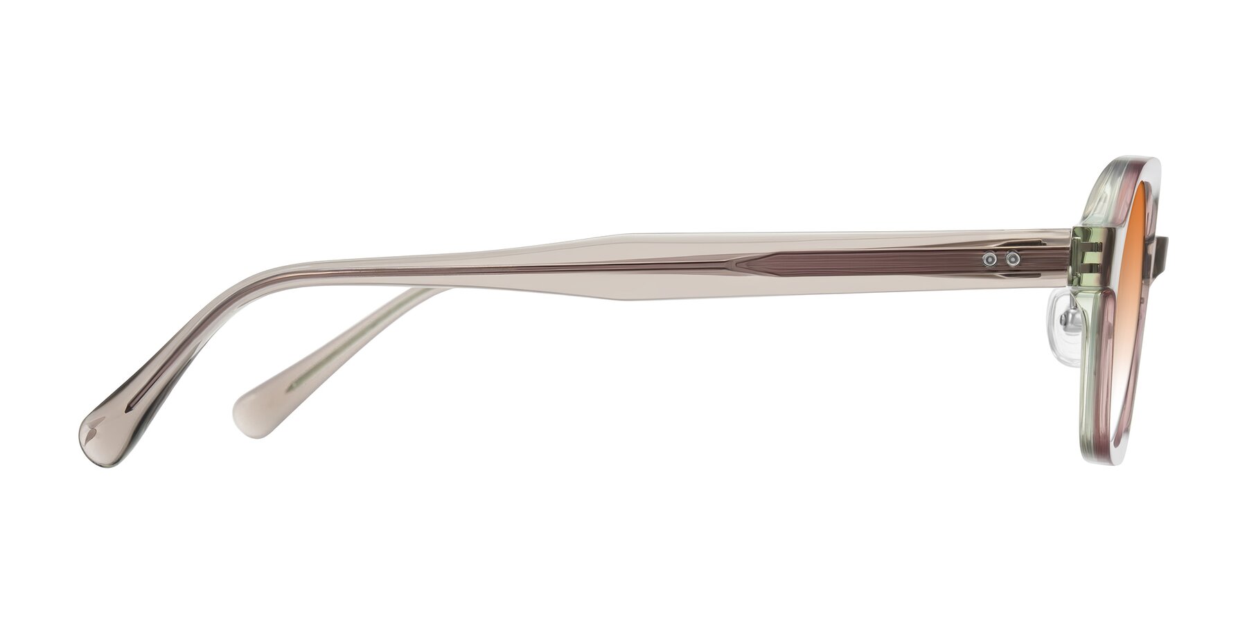 Side of Hicles in Translucent Light Brown with Orange Gradient Lenses