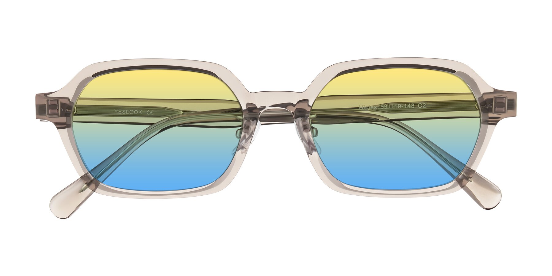 Folded Front of Hicles in Translucent Light Brown with Yellow / Blue Gradient Lenses