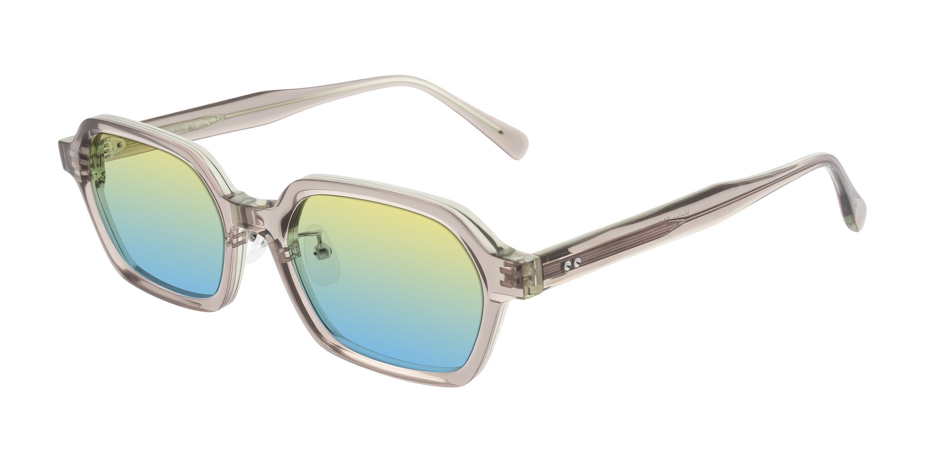 Angle of Hicles in Translucent Light Brown with Yellow / Blue Gradient Lenses
