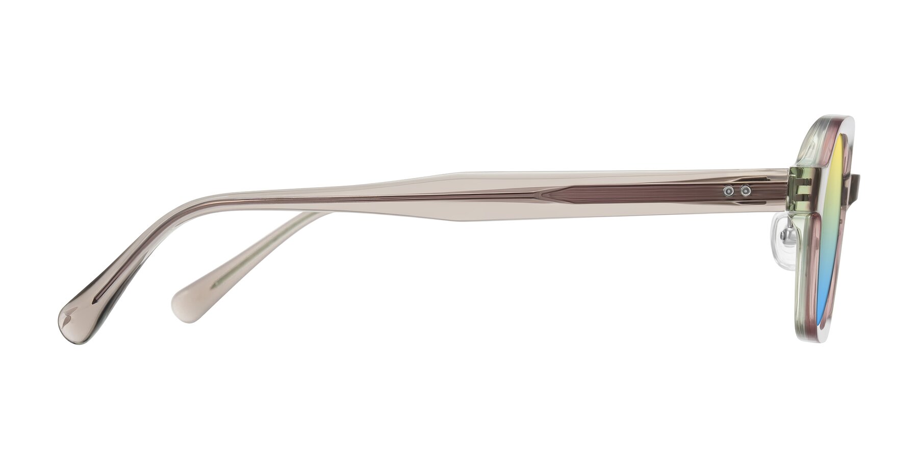 Side of Hicles in Translucent Light Brown with Yellow / Blue Gradient Lenses