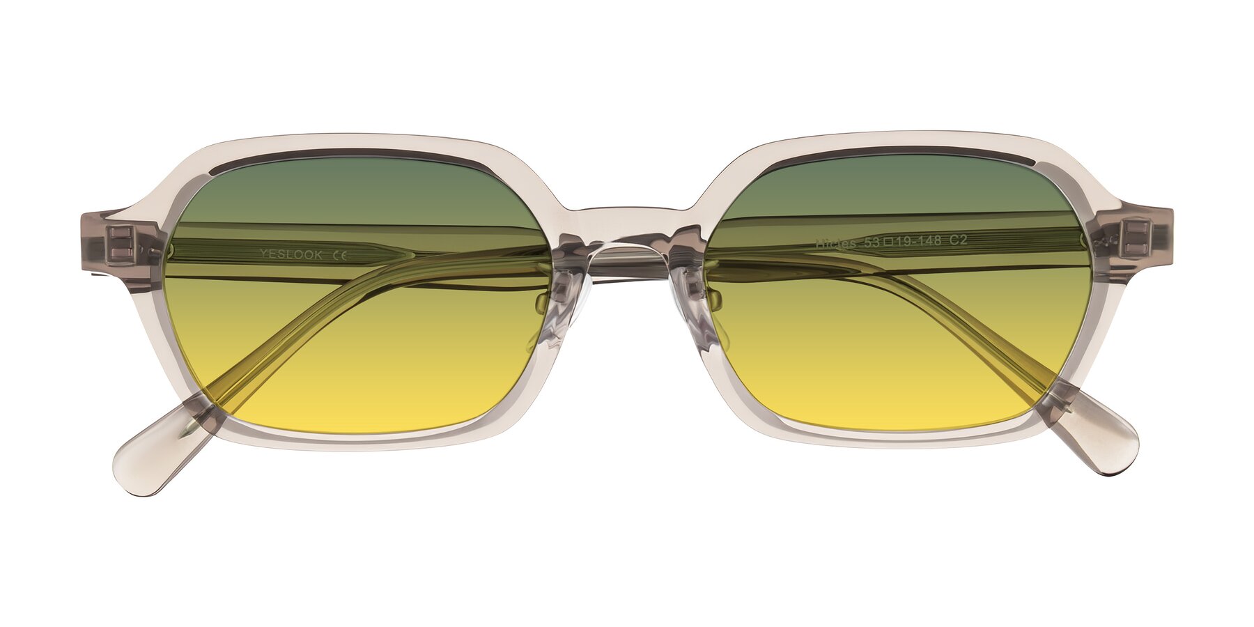 Folded Front of Hicles in Translucent Light Brown with Green / Yellow Gradient Lenses
