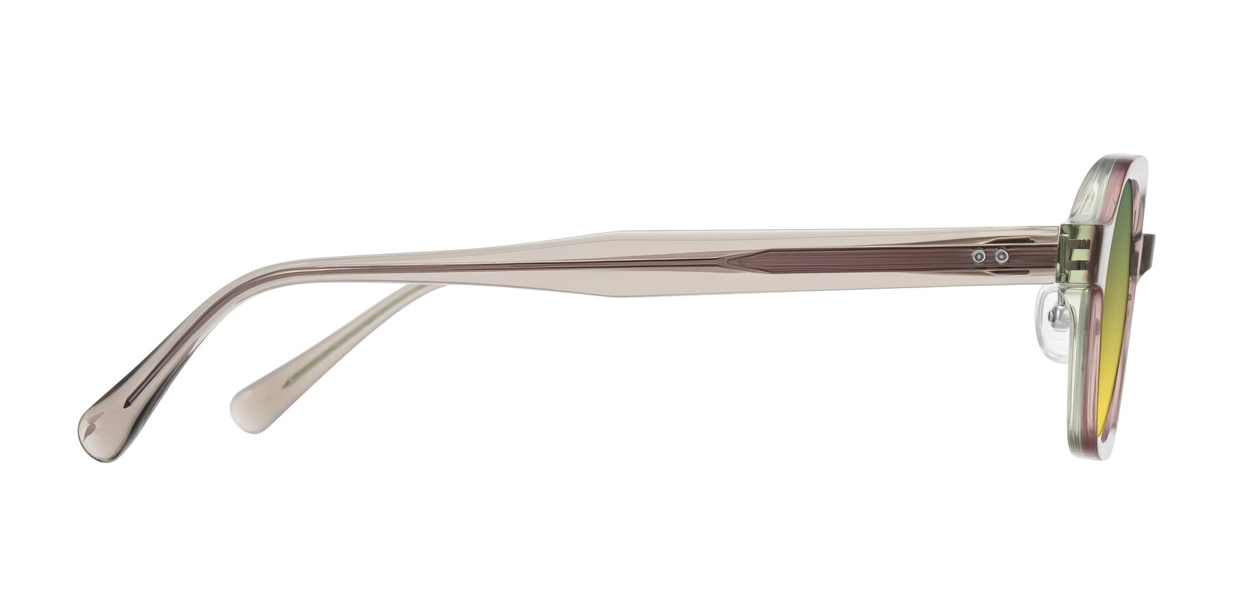 Side of Hicles in Translucent Light Brown with Green / Yellow Gradient Lenses