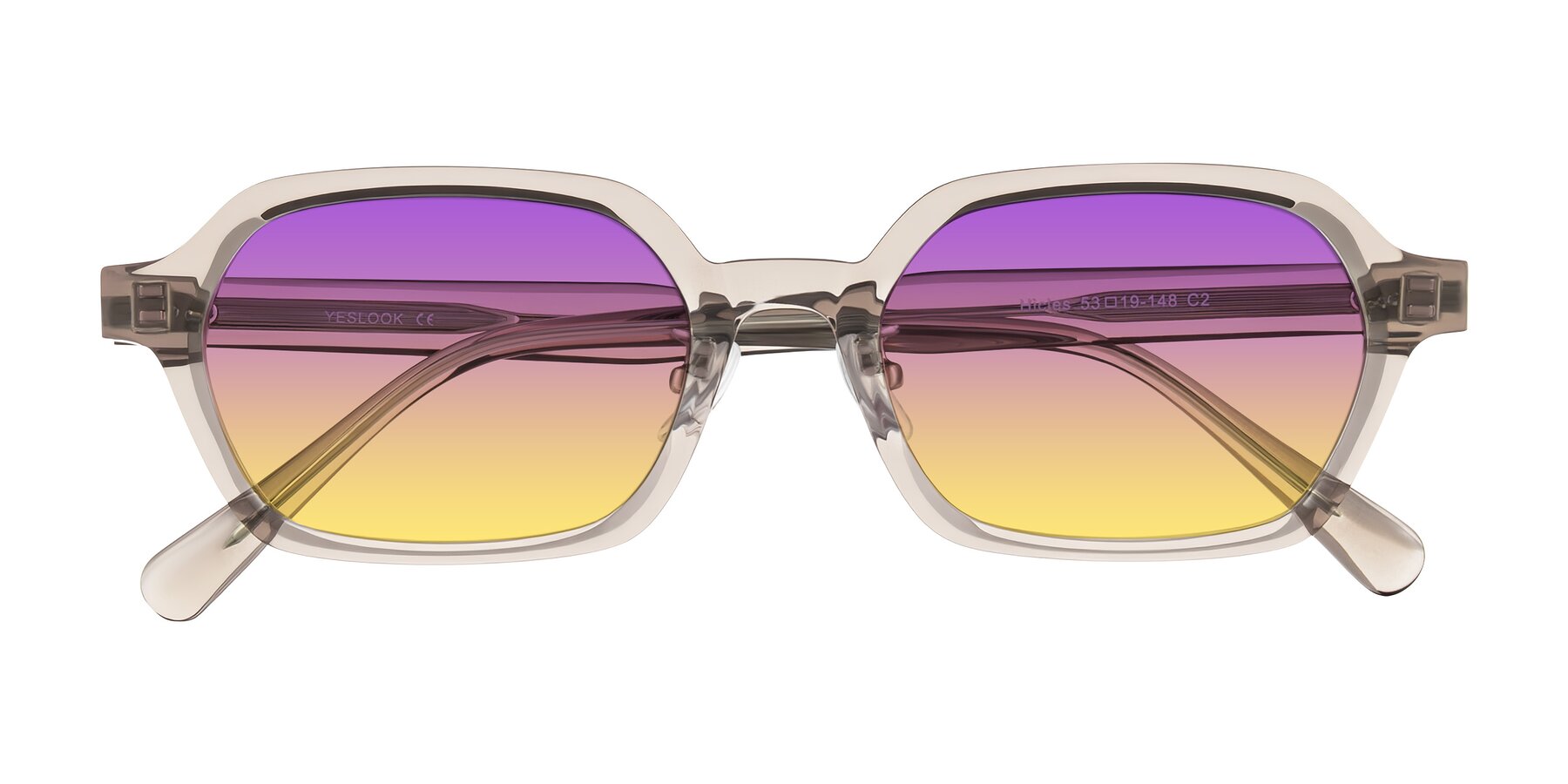 Folded Front of Hicles in Translucent Light Brown with Purple / Yellow Gradient Lenses