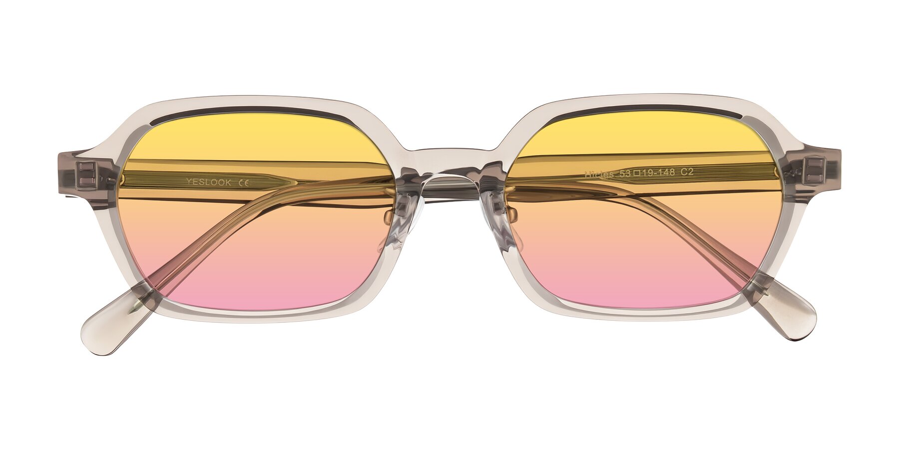 Folded Front of Hicles in Translucent Light Brown with Yellow / Pink Gradient Lenses
