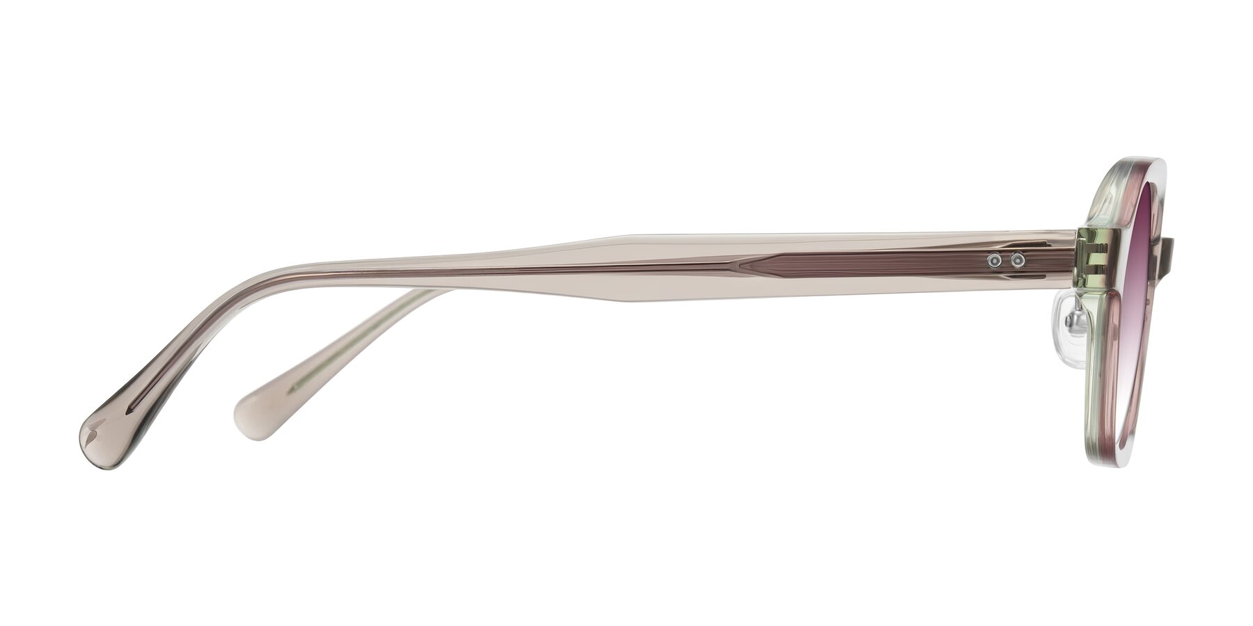Side of Hicles in Translucent Light Brown with Wine Gradient Lenses