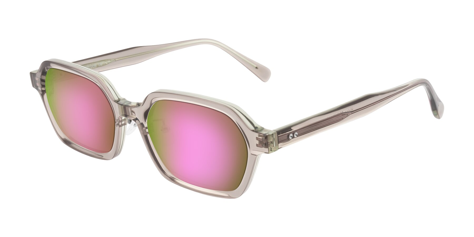 Angle of Hicles in Translucent Light Brown with Pink Mirrored Lenses