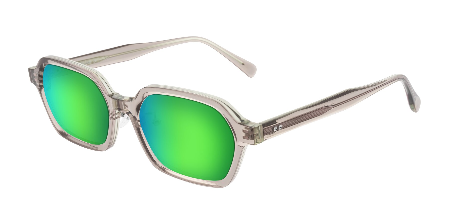 Angle of Hicles in Translucent Light Brown with Green Mirrored Lenses
