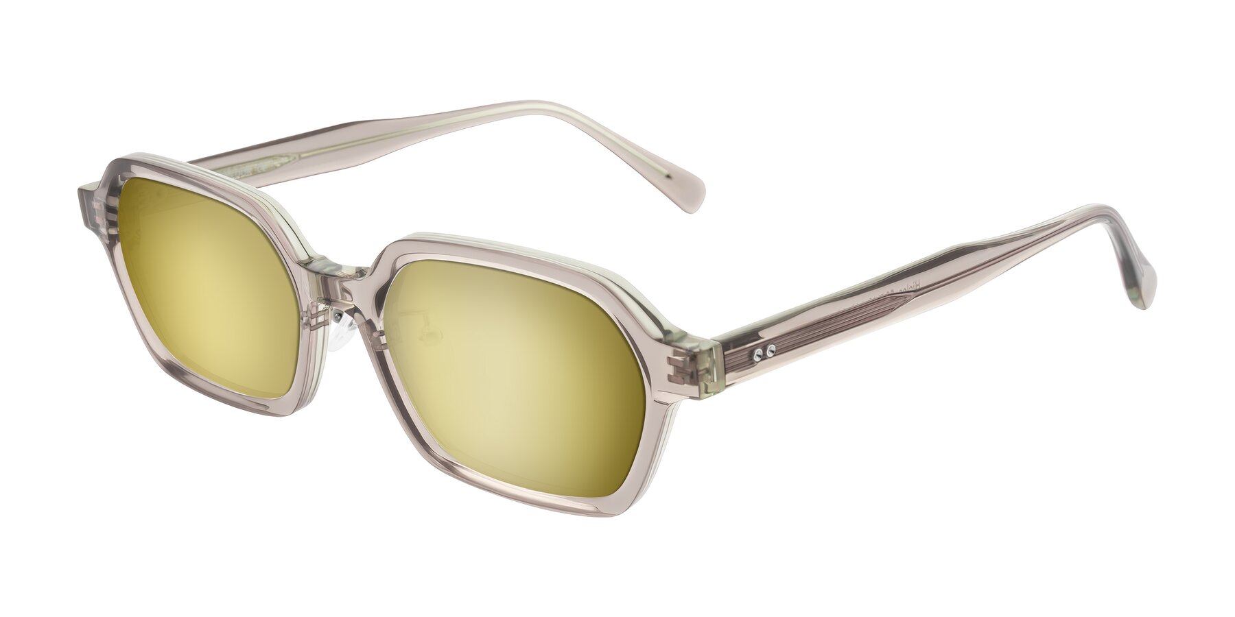 Angle of Hicles in Translucent Light Brown with Gold Mirrored Lenses