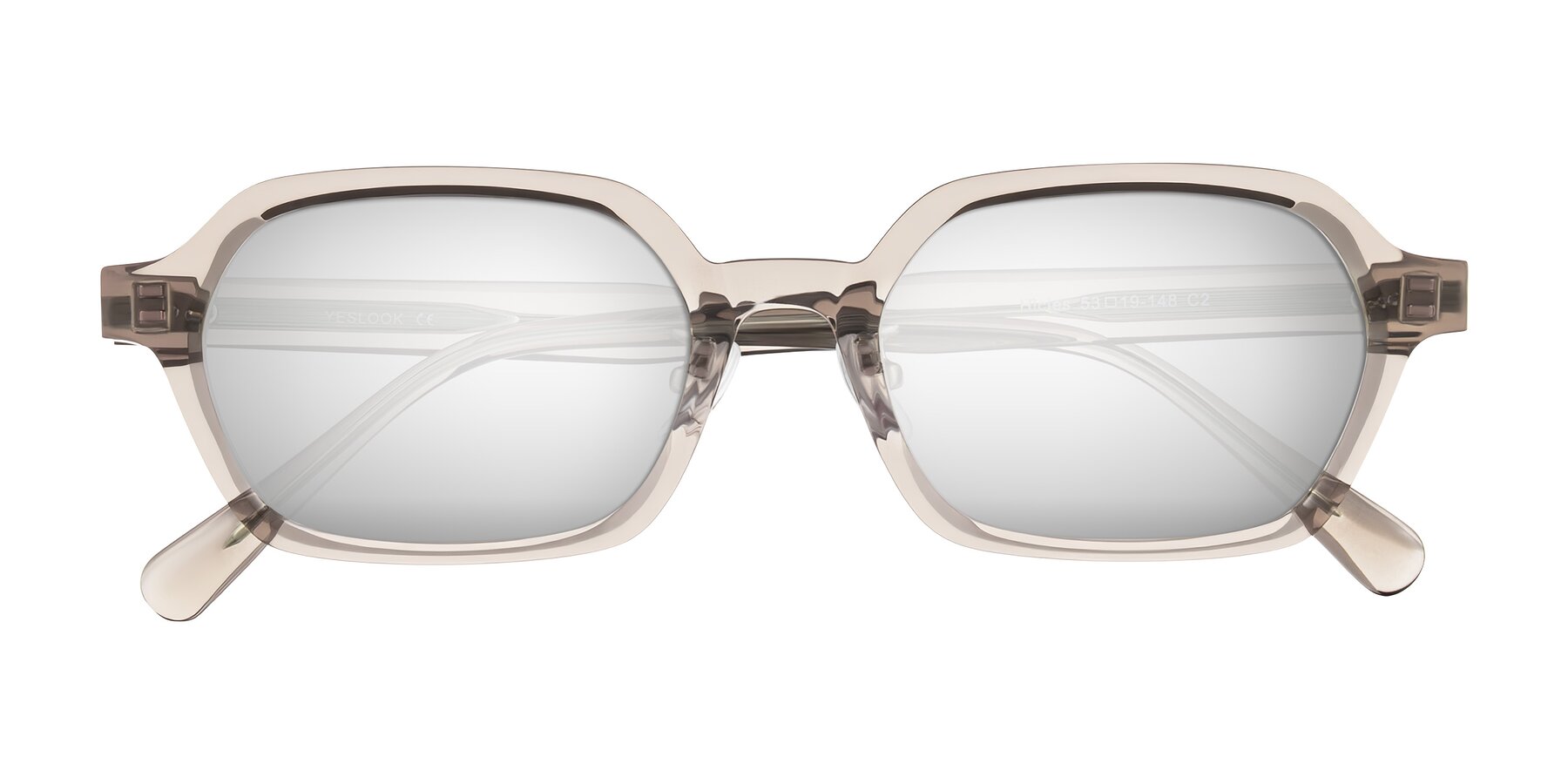 Folded Front of Hicles in Translucent Light Brown with Silver Mirrored Lenses