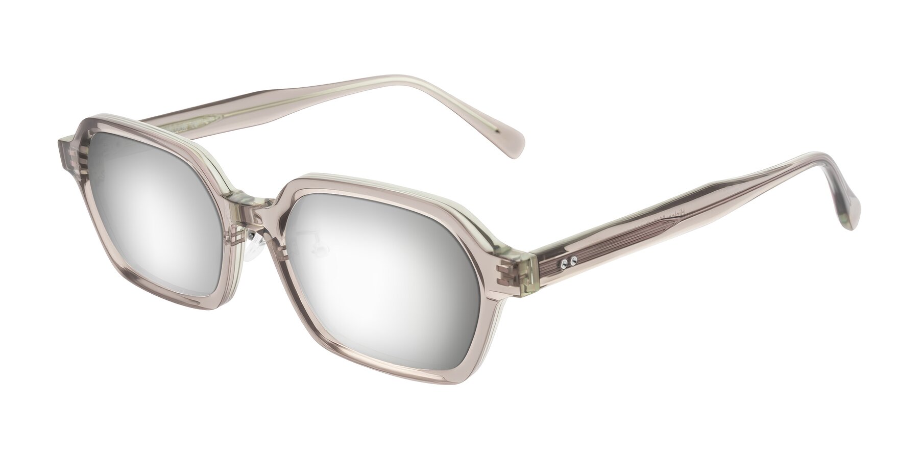 Angle of Hicles in Translucent Light Brown with Silver Mirrored Lenses