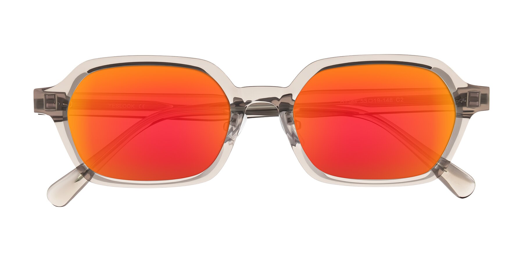 Folded Front of Hicles in Translucent Light Brown with Red Gold Mirrored Lenses