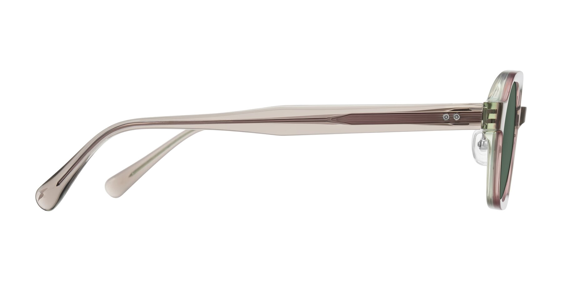 Side of Hicles in Translucent Light Brown with Green Polarized Lenses