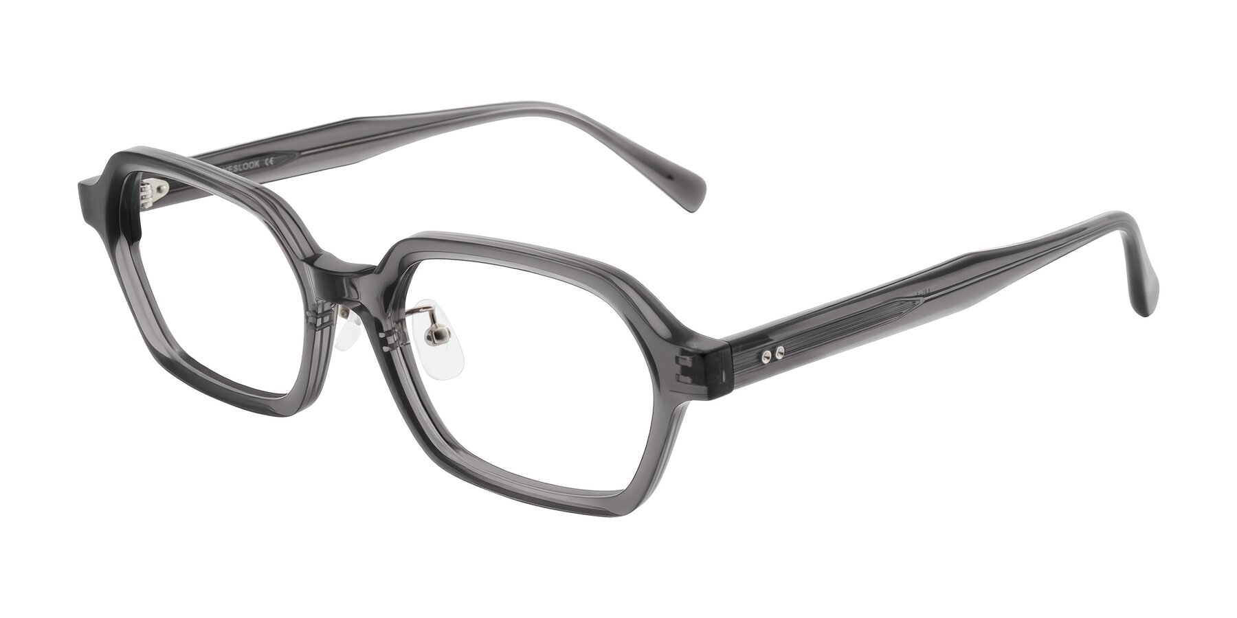 Angle of Hicles in Translucent Gray with Clear Blue Light Blocking Lenses