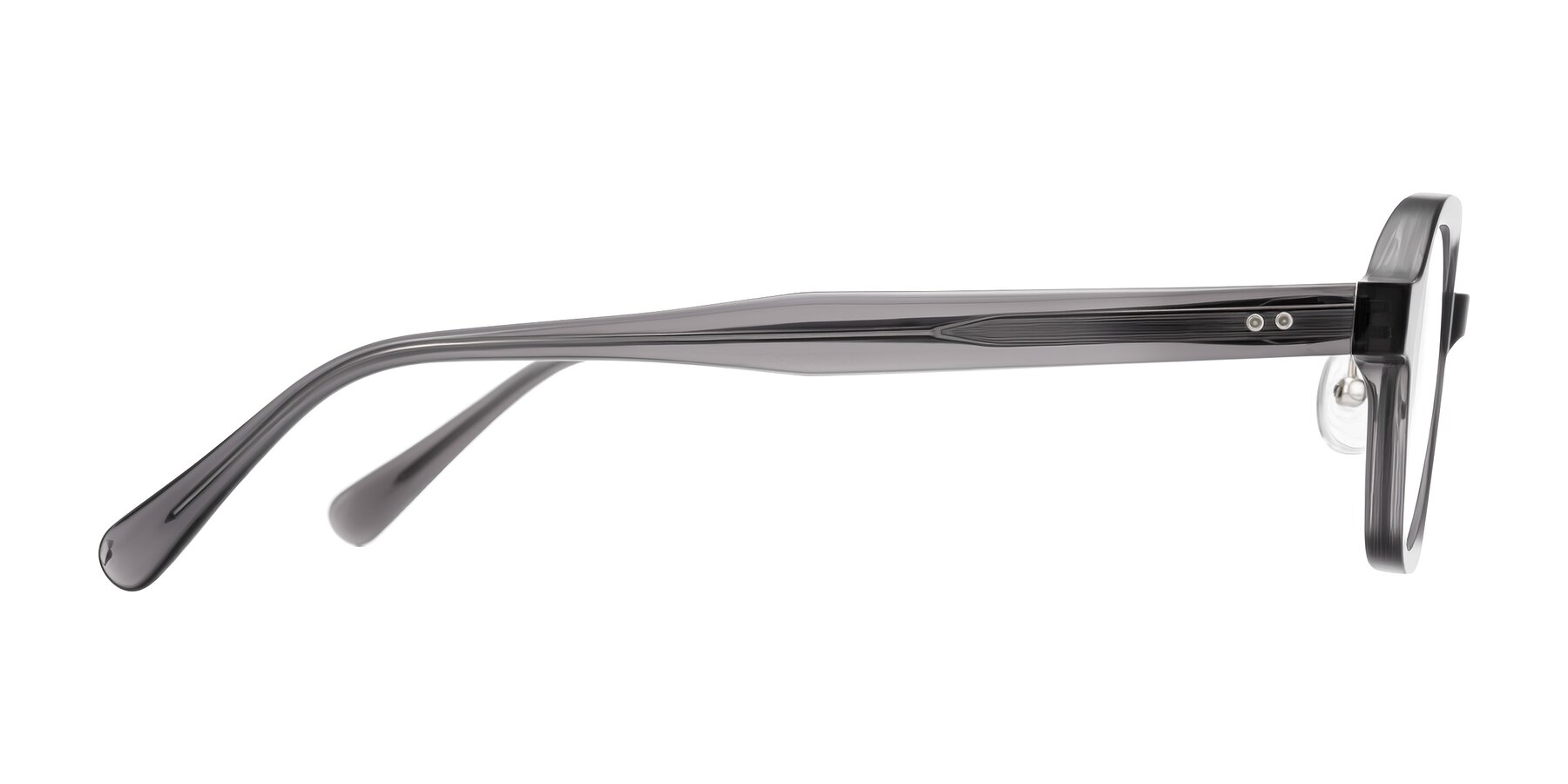 Side of Hicles in Translucent Gray with Clear Blue Light Blocking Lenses