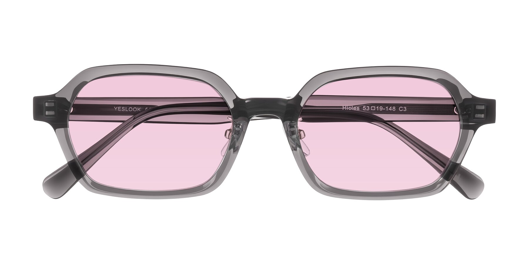 Folded Front of Hicles in Translucent Gray with Light Pink Tinted Lenses