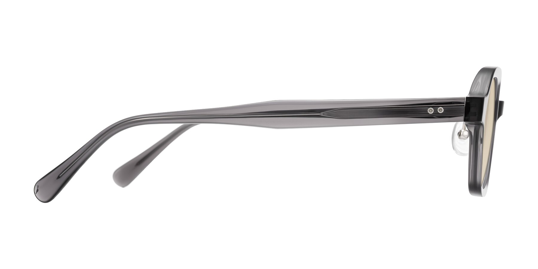 Side of Hicles in Translucent Gray with Light Brown Tinted Lenses