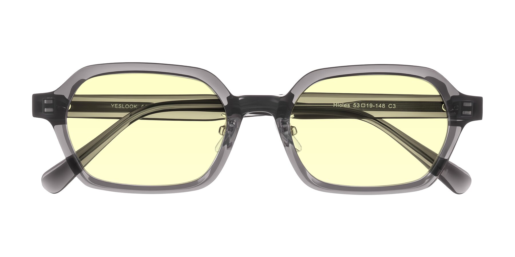 Folded Front of Hicles in Translucent Gray with Light Yellow Tinted Lenses