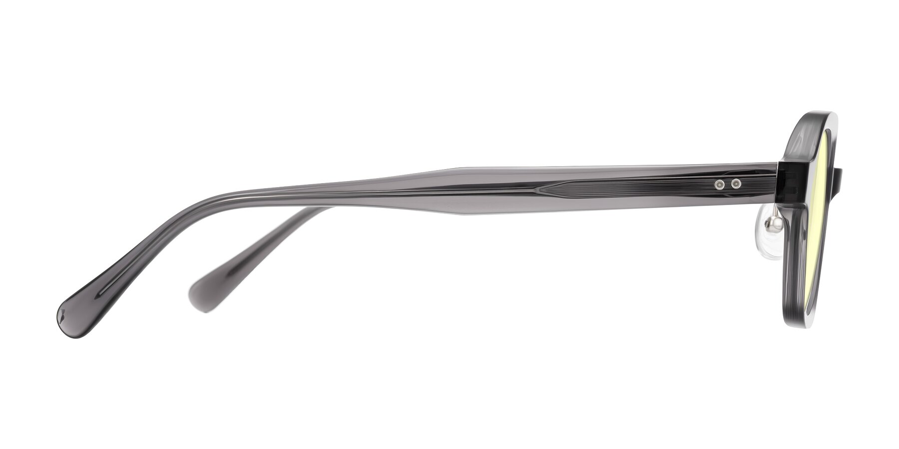 Side of Hicles in Translucent Gray with Light Yellow Tinted Lenses